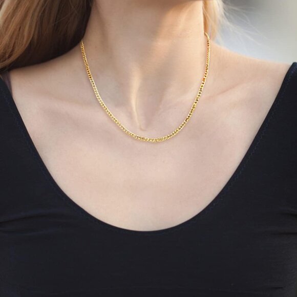 3.5mm Cuban Link Chains for Men, Silver Tone/Black/14K Gold Plated Stainless Ste - Picture 3 of 6